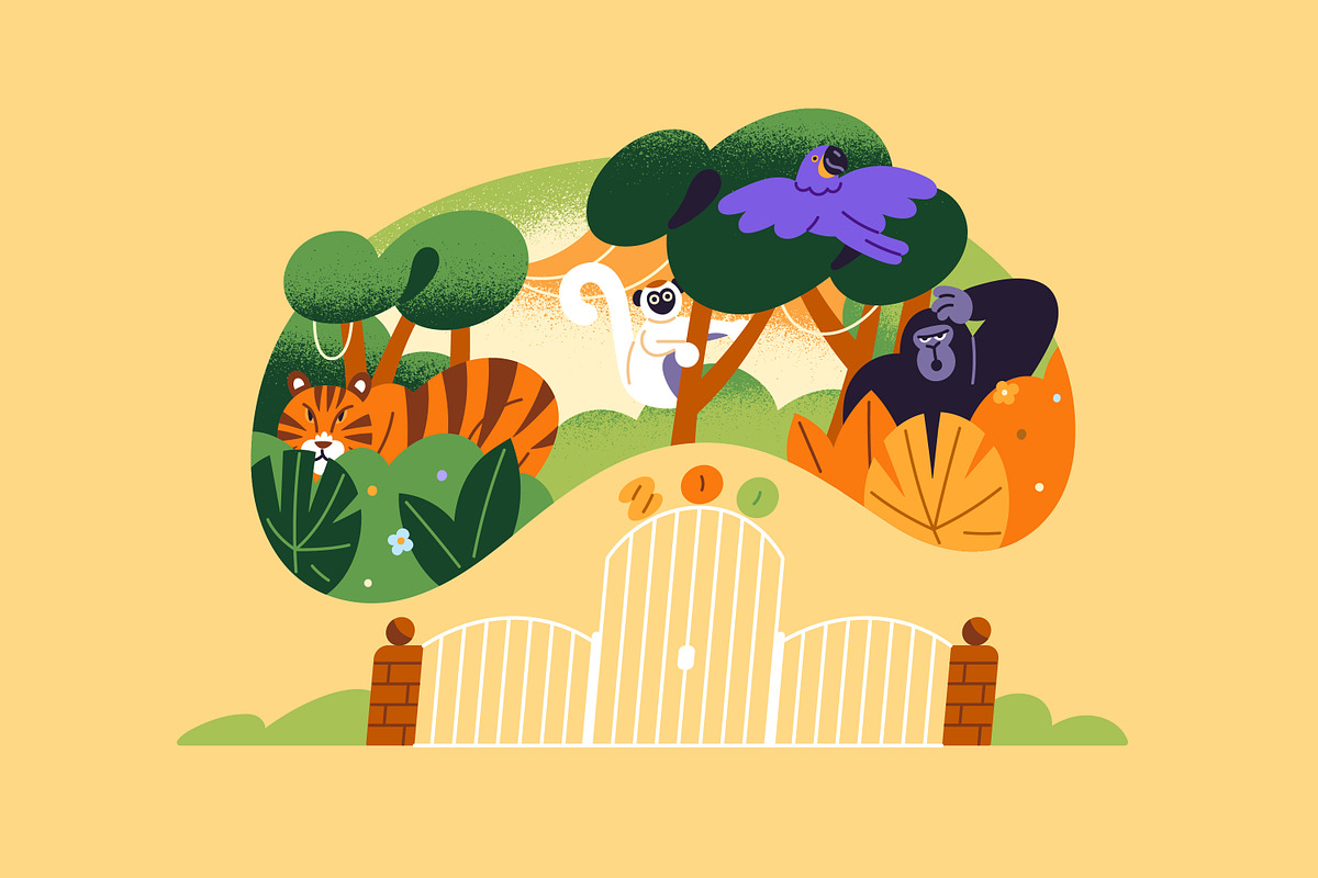 Zoo map design with animals + set, an Animal Illustration by PaperTrident (Photo 5 of 7)