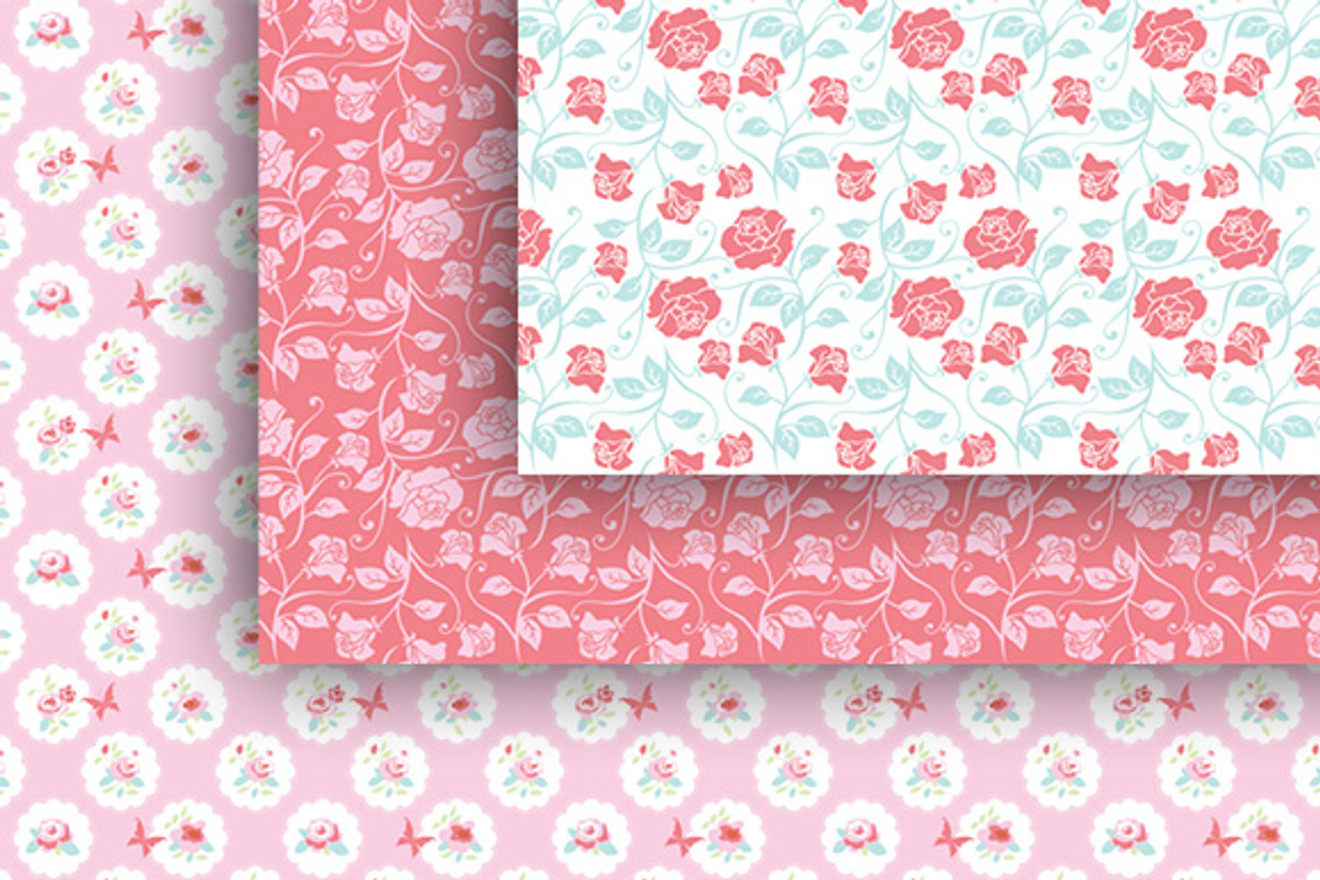 Spring flower Digital Papers Pack preview 5