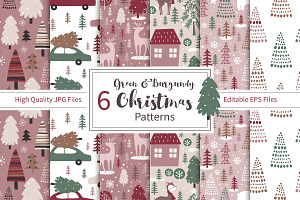 Green & Burgundy Christmas Patterns