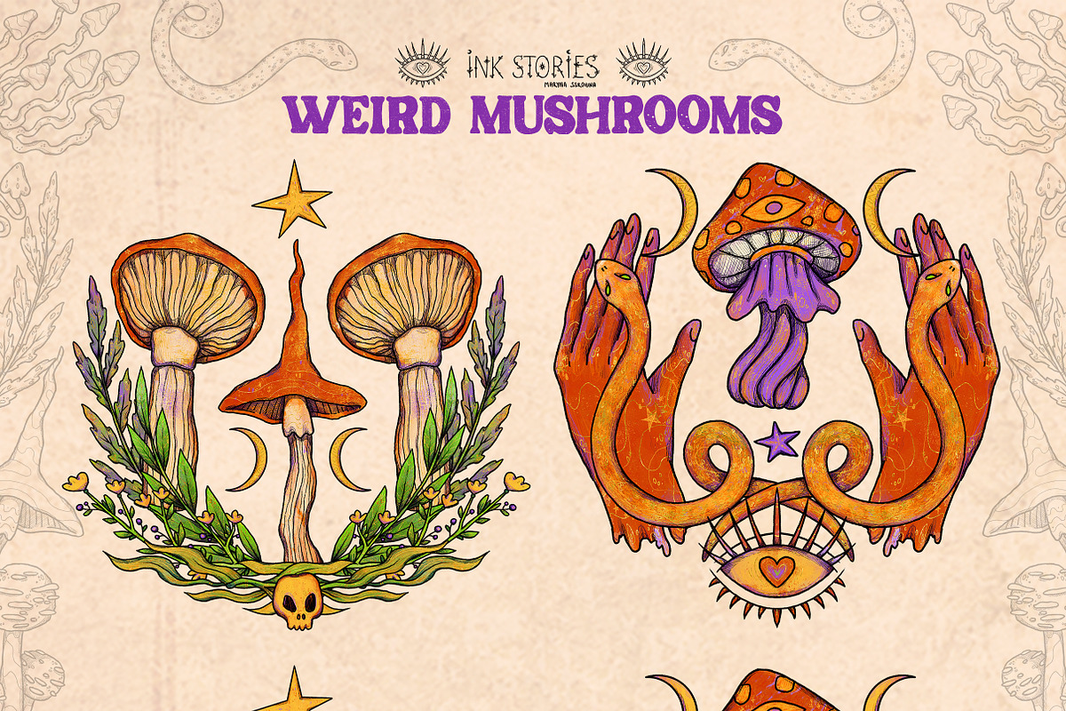 Weird Mushrooms, an Object Illustration by Ink Stories (Photo 10 of 23)