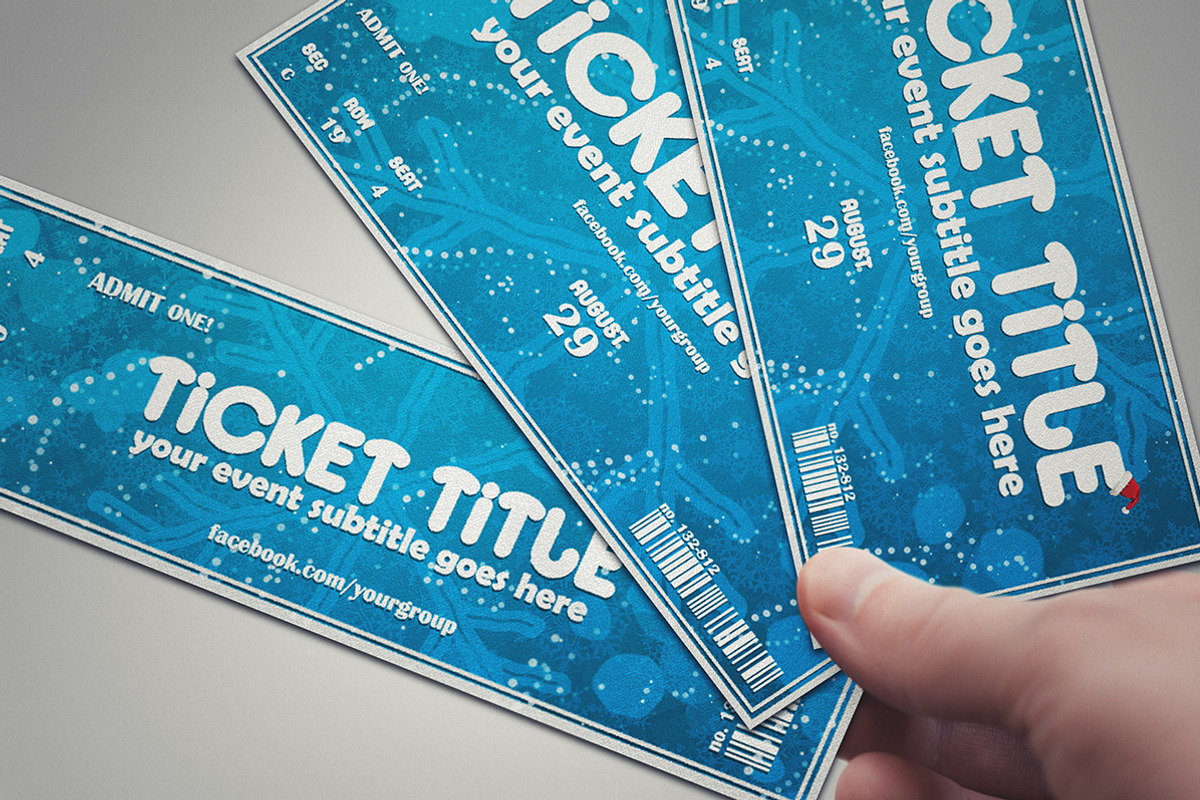 Blue Christmas ticket template, a Card Template by Tzochko (Photo 3 of 5)