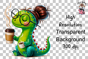 Dinosaur with Coffee PNG Bundle, a Graphic by Clipart Studio (Thumbnail 12 of 12)