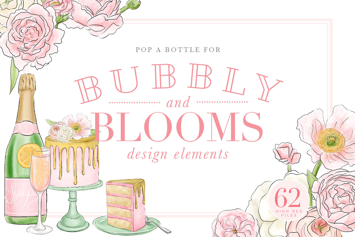 Bubbly and Blooms Design Elements, an Illustration by Relish Designs (Photo 1 of 6)