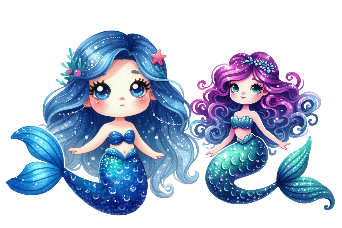Cute Little Mermaid Clipart, an Illustration by Designworld (Photo 5 of 6)
