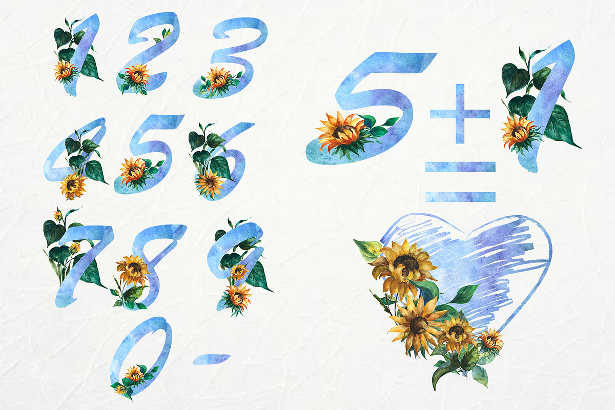 Floral font. Sunflower, a Sans Serif Font by ElliaArt (Photo 5 of 8)
