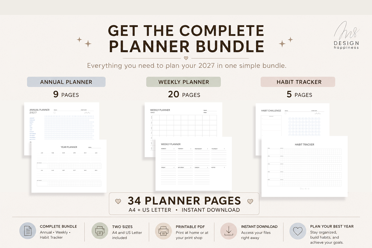 2027 Minimalist Printable Planner, a Stationery Template by Atthameeni (Photo 10 of 11)