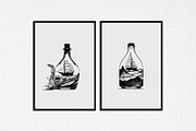 sailboat in bottle stencil v2, a Decorative Illustration by TaKong Magics (Thumbnail 2 of 5)