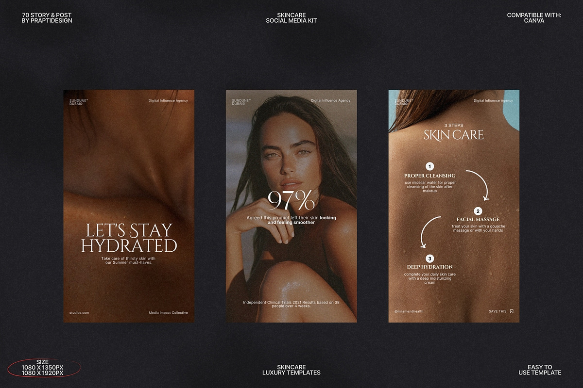 Skincare Canva Story and Post Kit preview 7