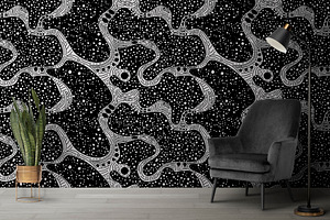 white black geometric wavy, a Pattern Graphic by AAN Seamless Shop