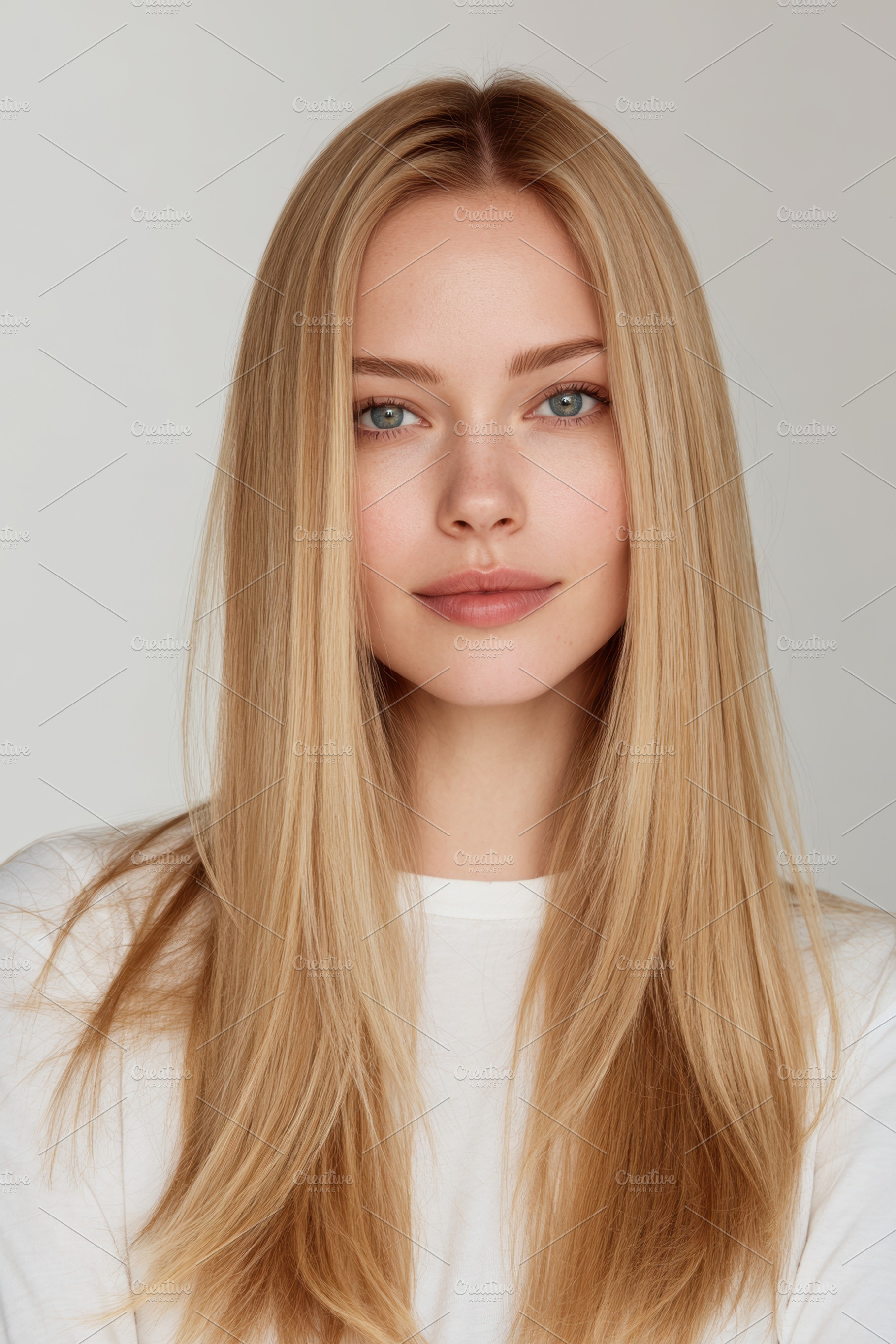 Elegant portrait of a woman with long blonde hair, a Person Photo by AlyaAnd