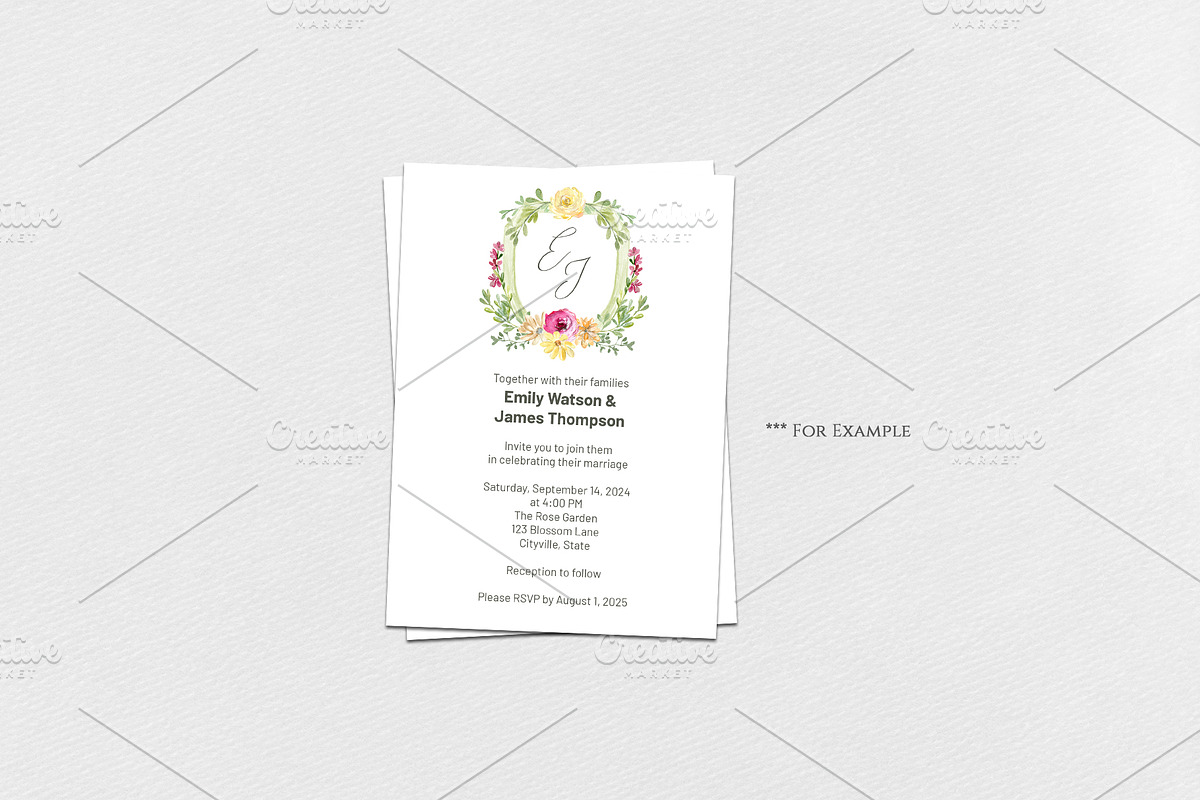 Watercolor Crests & Flowers & Frames, a Decorative Illustration by GraphicsDish (Photo 4 of 4)