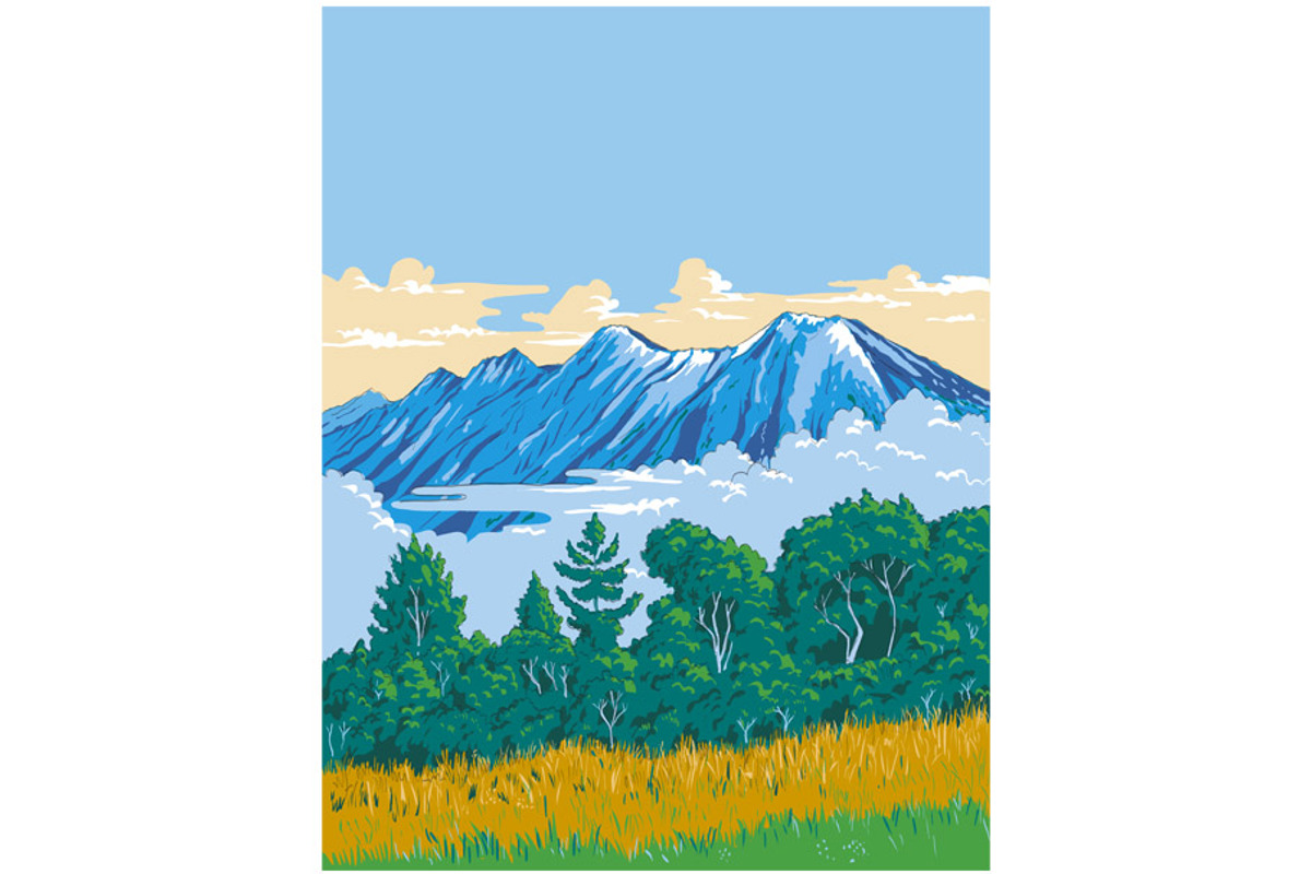 Minami Alps National Park Ukiyo-e, an Illustration by patrimonio