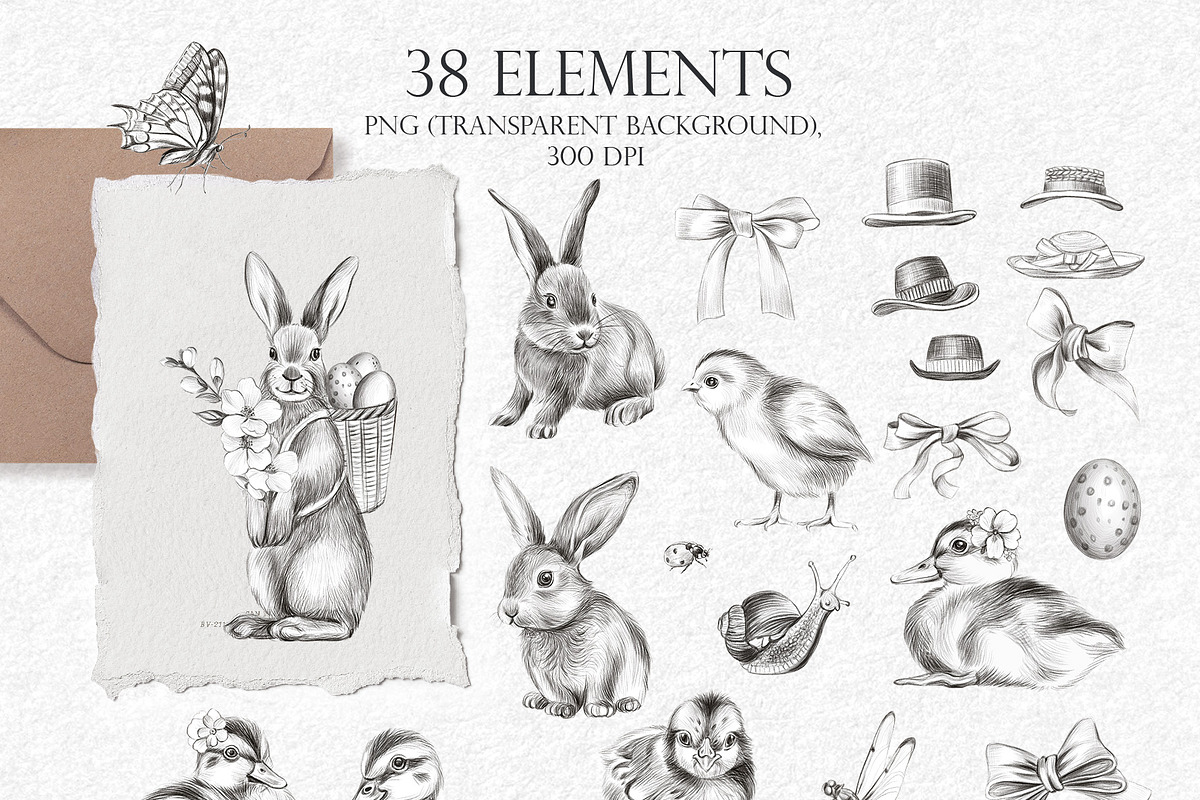 Happy Easter (cute animals), an Animal Illustration by Elena_Sedova (Photo 12 of 14)