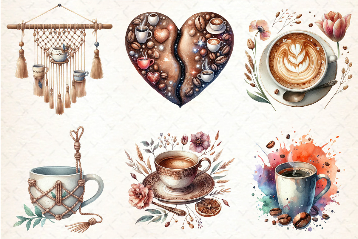 Coffee Lover Clipart Boho, an Illustration by DreamCafeArt (Photo 3 of 7)