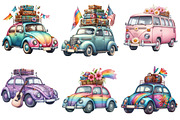 Hippie Car for Summer Watercolor PNG, an Illustration by Pixels.Craft (Thumbnail 8 of 8)