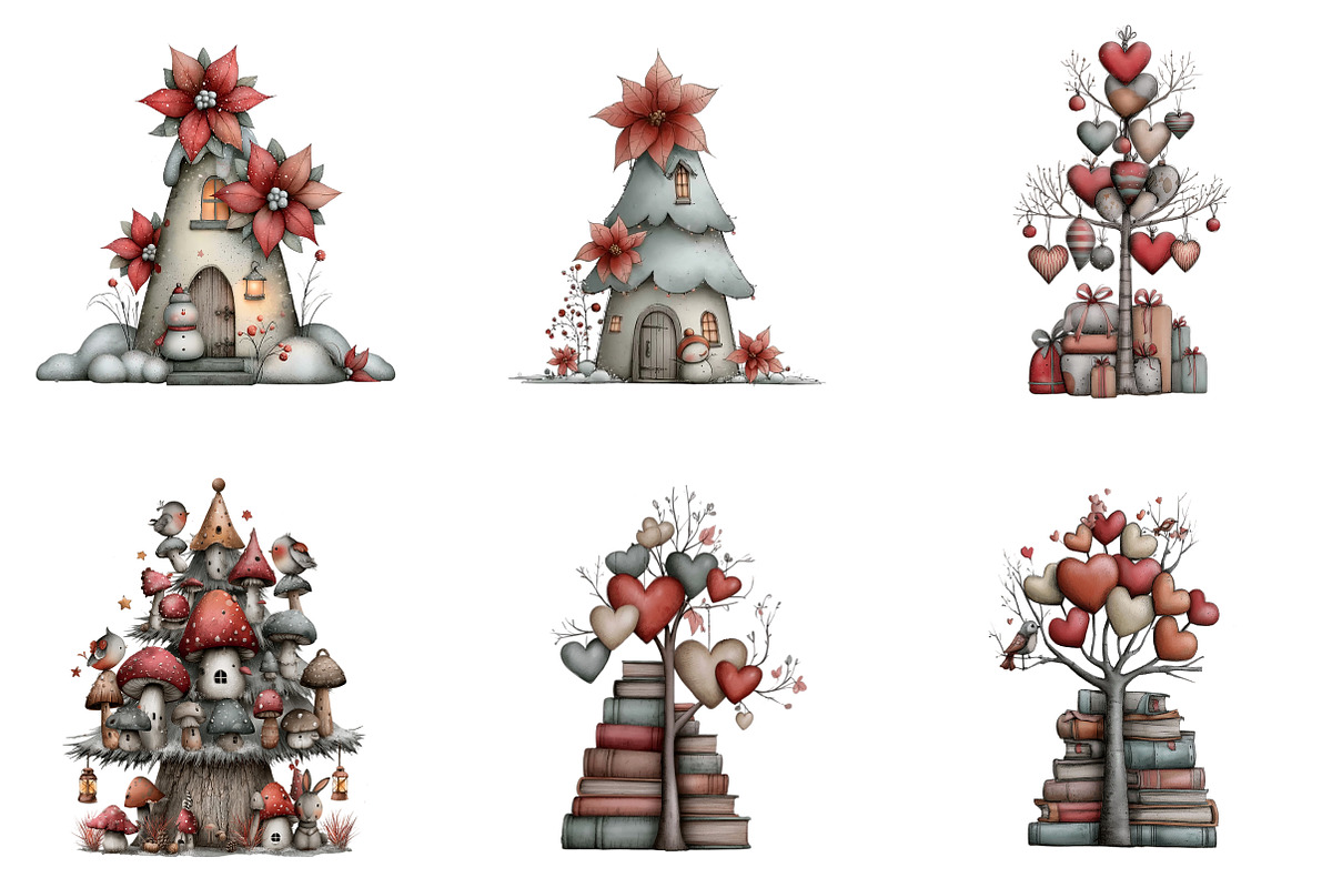 Whimsical Christmas Tree Clipart, a Transportation Illustration by SinaCreation (Photo 2 of 9)