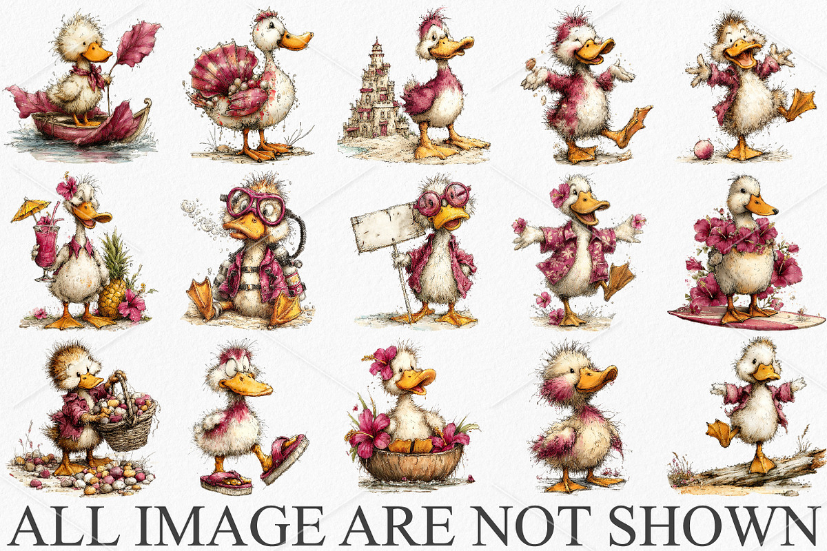 Whimsical Summer Beach Duck Clipart, an Illustration by Canvas Craft (Photo 3 of 7)