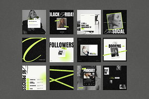 Bold Neon Social Media Templates