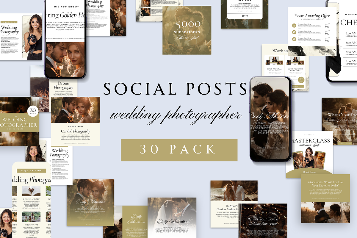 WEDDING PHOTOGRAPHER SOCIAL POSTS, a Social Media Template by Daring Digies (Photo 2 of 8)