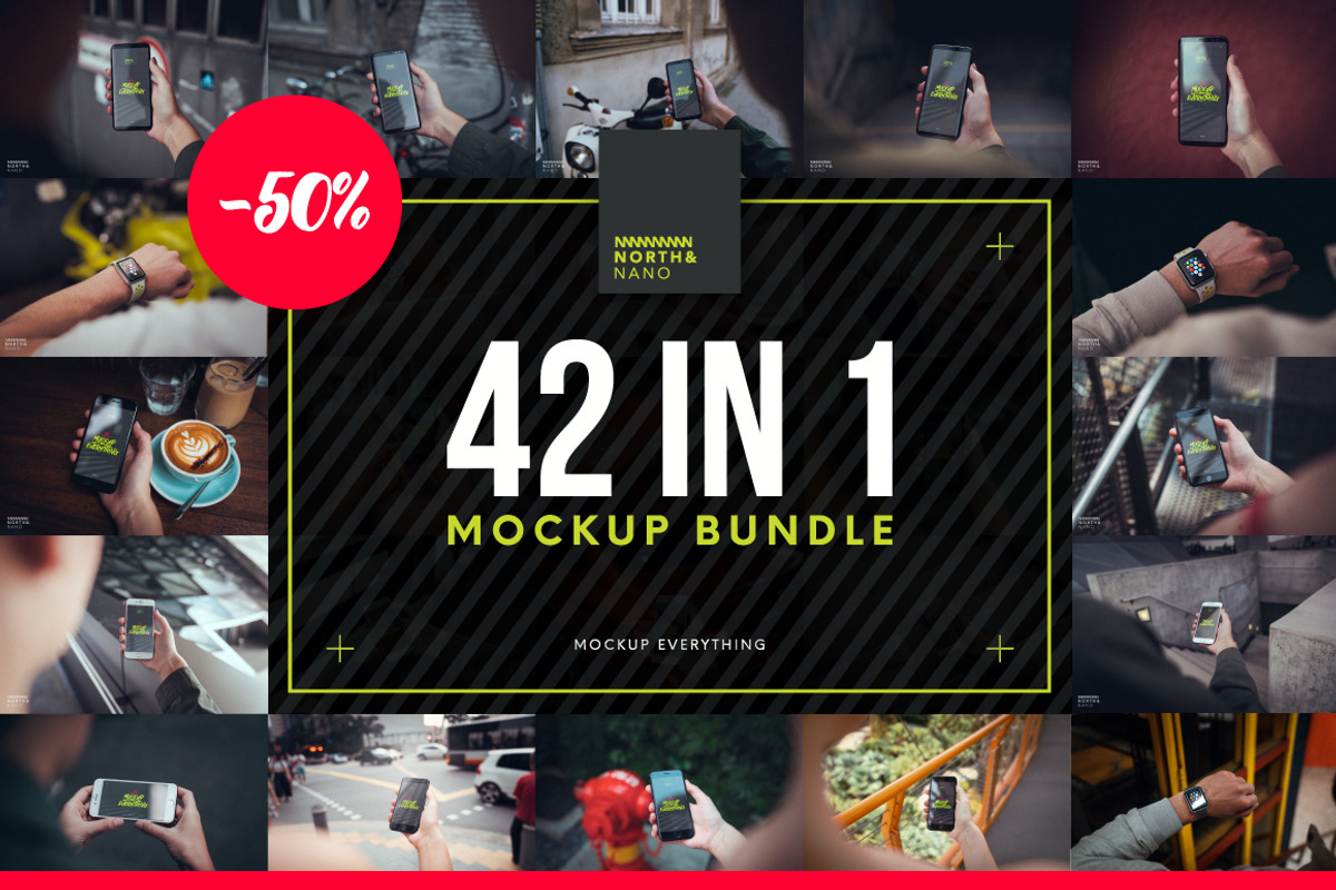 42 in 1 Mockup PSD Bundle!, an iPhone Mockup by North&Nano (Photo 1 of 13)