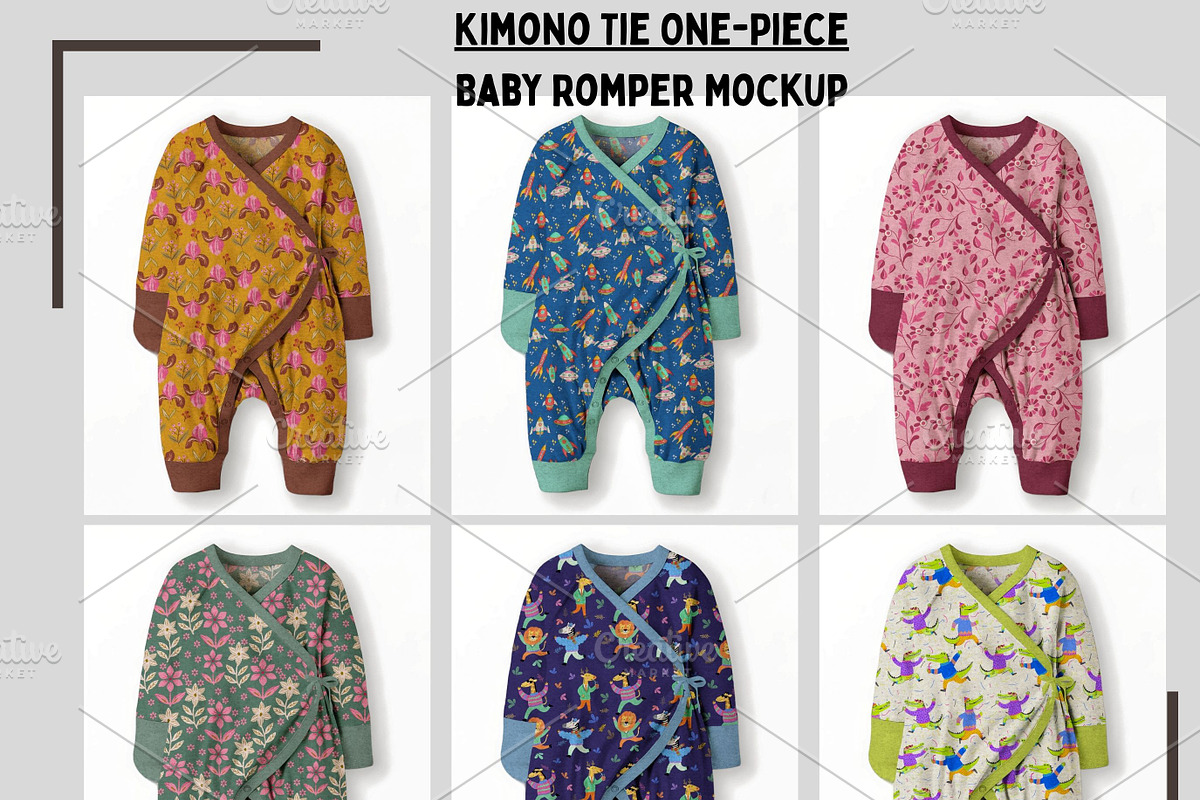 Baby Romper -Kimono one Tie Mockup, a Hoody Mockup by Nora Gad (Photo 6 of 15)
