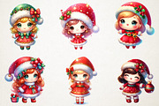 Christmas Cute Dolls Clipart, an Illustration by RobertsArt (Thumbnail 6 of 7)