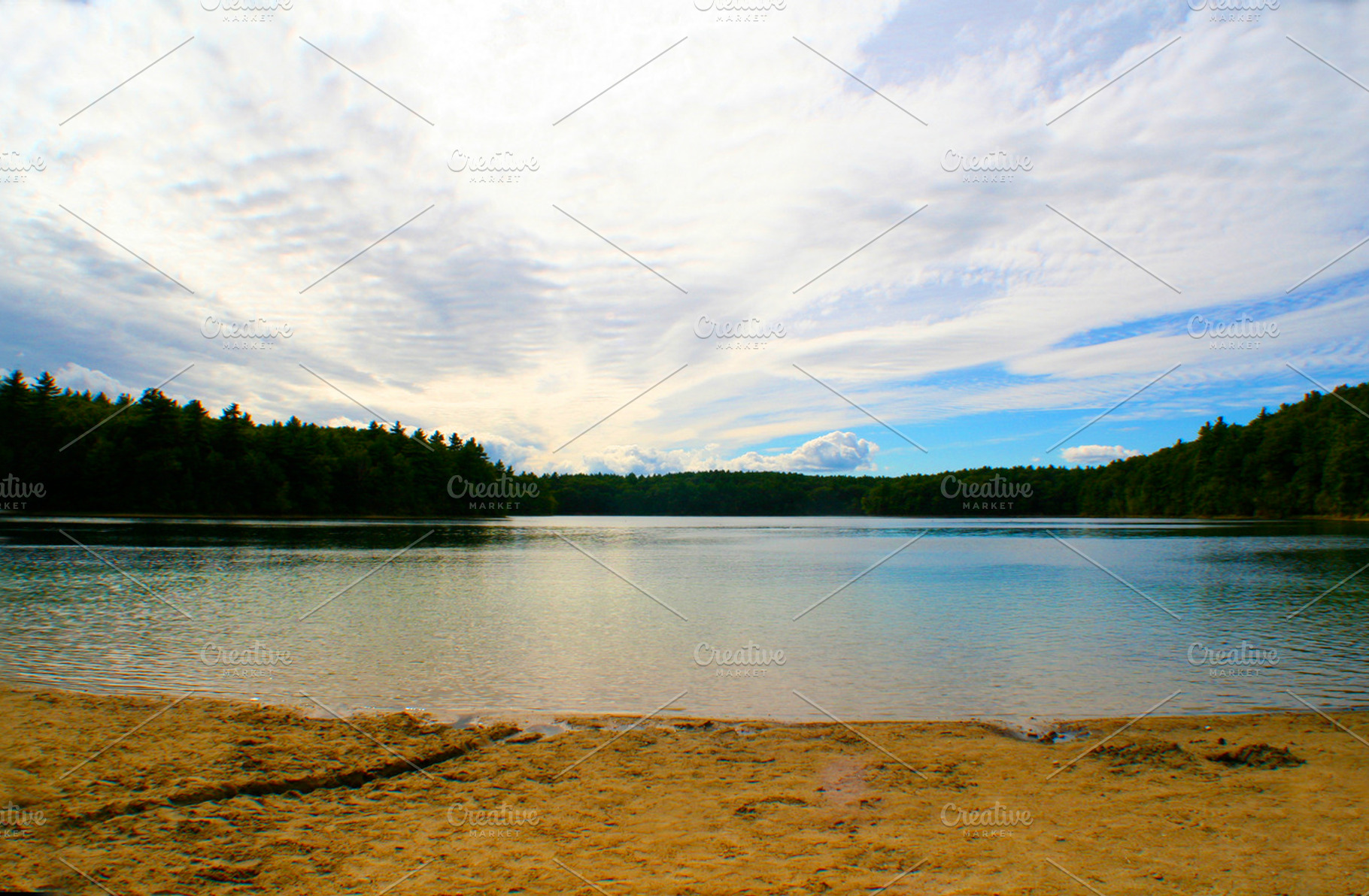 Still lake with beach, a Nature Photo by Nefrith