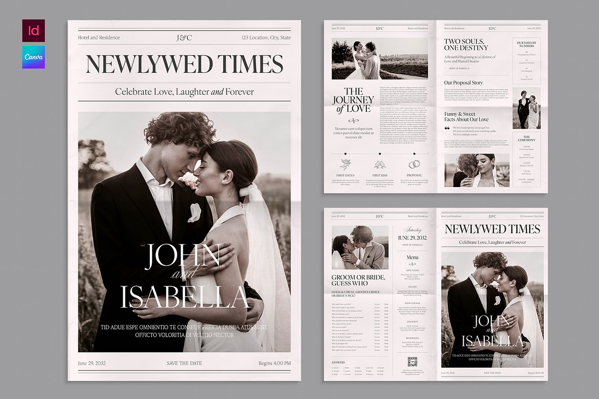 Wedding Newspaper Template, a Brochure Template by BrandPacks, image size:1200x800