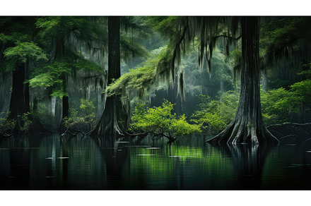 nature cypress swamp landscape ai, a Background Photo by pikepicture