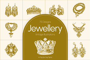 Vintage Jewellery Illustration Set, a Decorative Illustration by Prosymbols