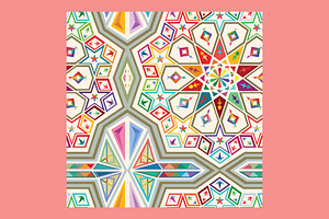 Islamic mosaic four pattern template