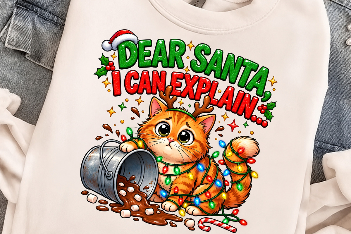 Funny Christmas Cat PNG Dear Santa, an Object Graphic by Zahyl Studio (Photo 4 of 7)