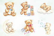 Watercolor Beige Teddy Bear Nursery, an Illustration by Creative Art (Thumbnail 2 of 7)