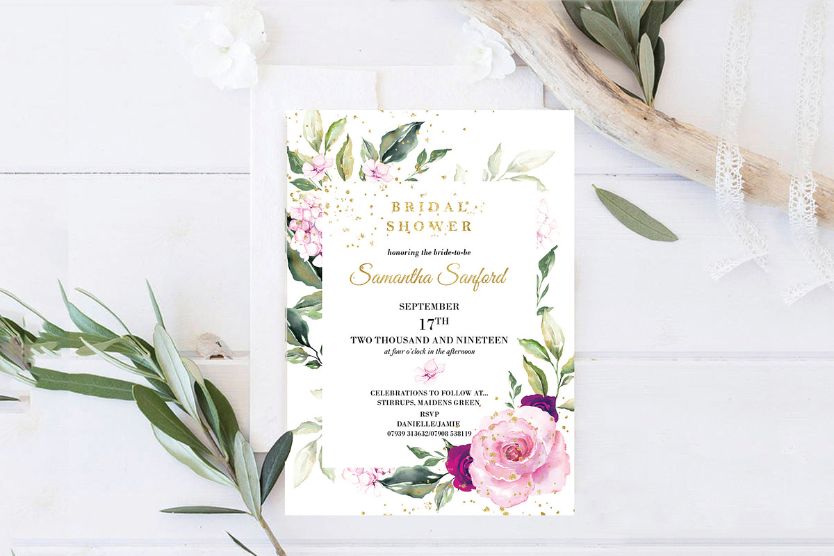 lavender Pink and Gold Bridal Shower, an Invitation Template by DreamsClipArt (Photo 2 of 5)