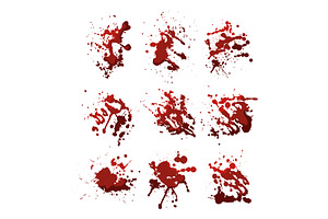 Blood splatter marks and red liquid, an Illustration by pikepicture
