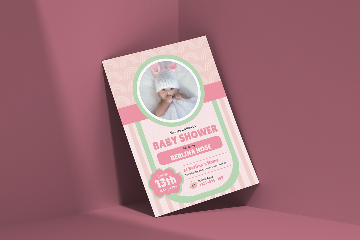 Pastel - Baby Shower Invitation, a Print Template by VUNIRA (Photo 2 of 2)