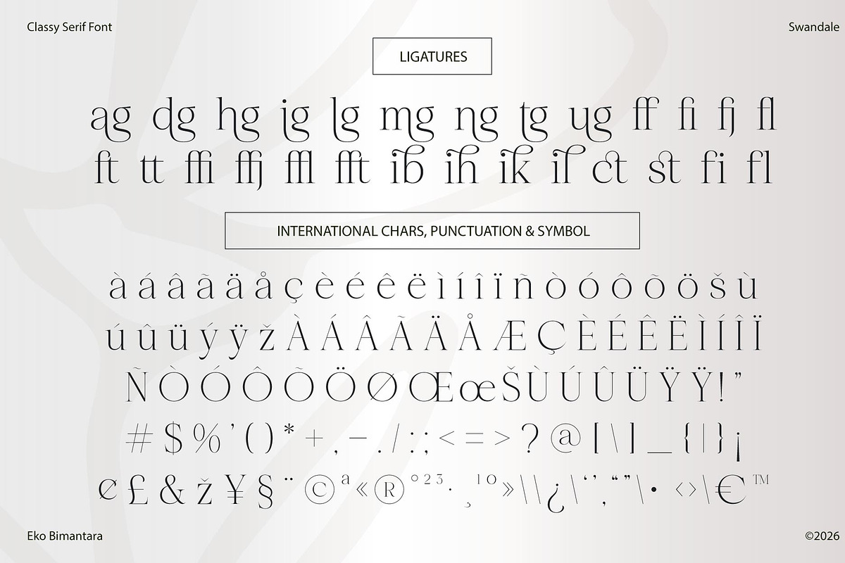 Swandale; Elegant Serif Font, a Serif Font by Eko Bimantara (Photo 17 of 17)