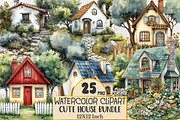Watercolor Cute House Clipart, an Illustration by Rose Art (Thumbnail 1 of 4)