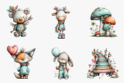 Valentine Woodland Animal Clipart, an Illustration by CreationArt (Thumbnail 5 of 5)