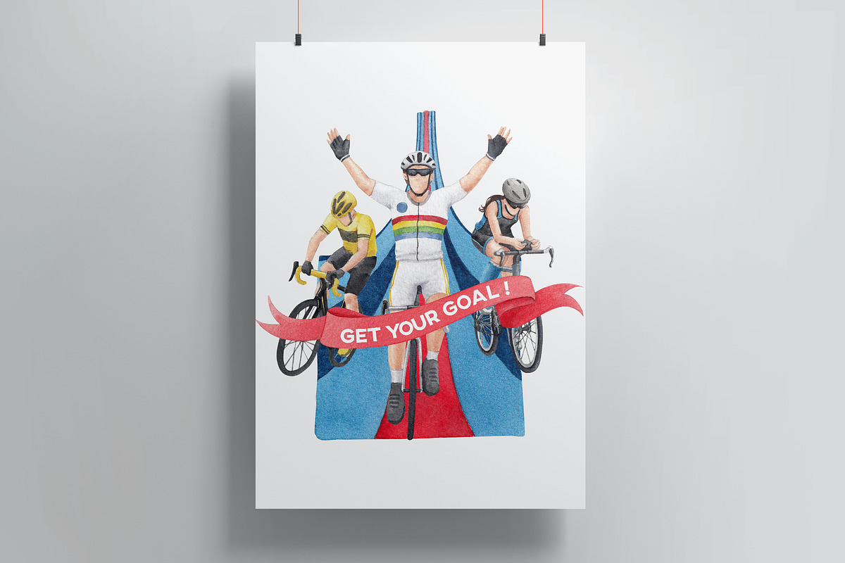 Bicycle Riding Watercolor, a Decorative Illustration by CreativeValuation (Photo 10 of 12)