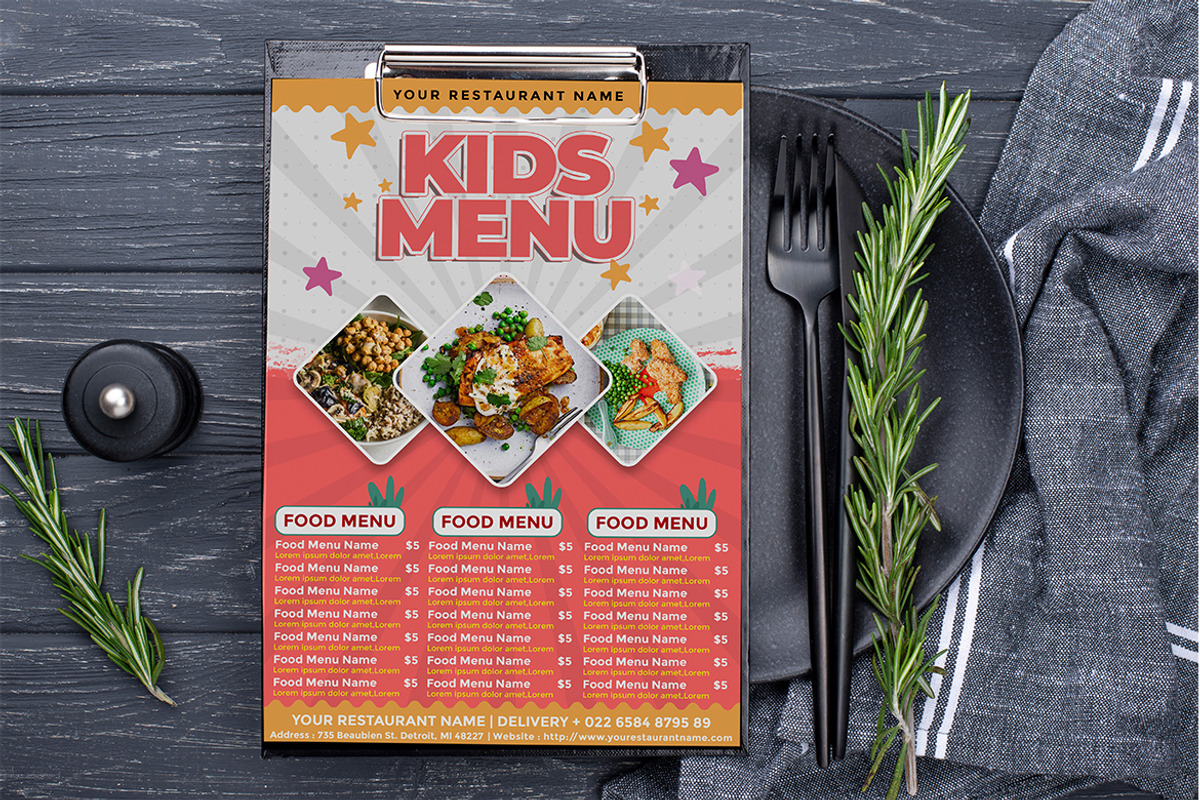 Kids Menu flyer, a Flyer Template by imadeDesign (Photo 3 of 3)