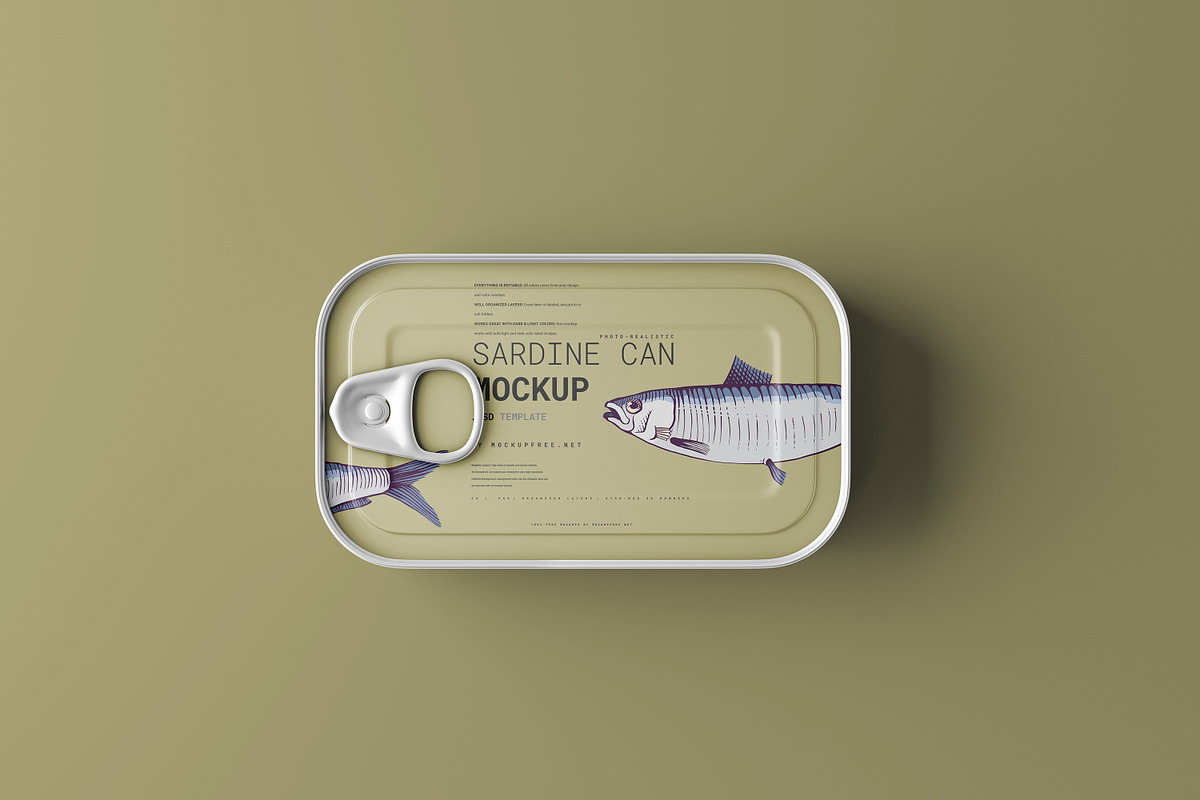 Sardine Can Mockups, a Packaging Mockup by MockupFree.Net (Photo 3 of 5)