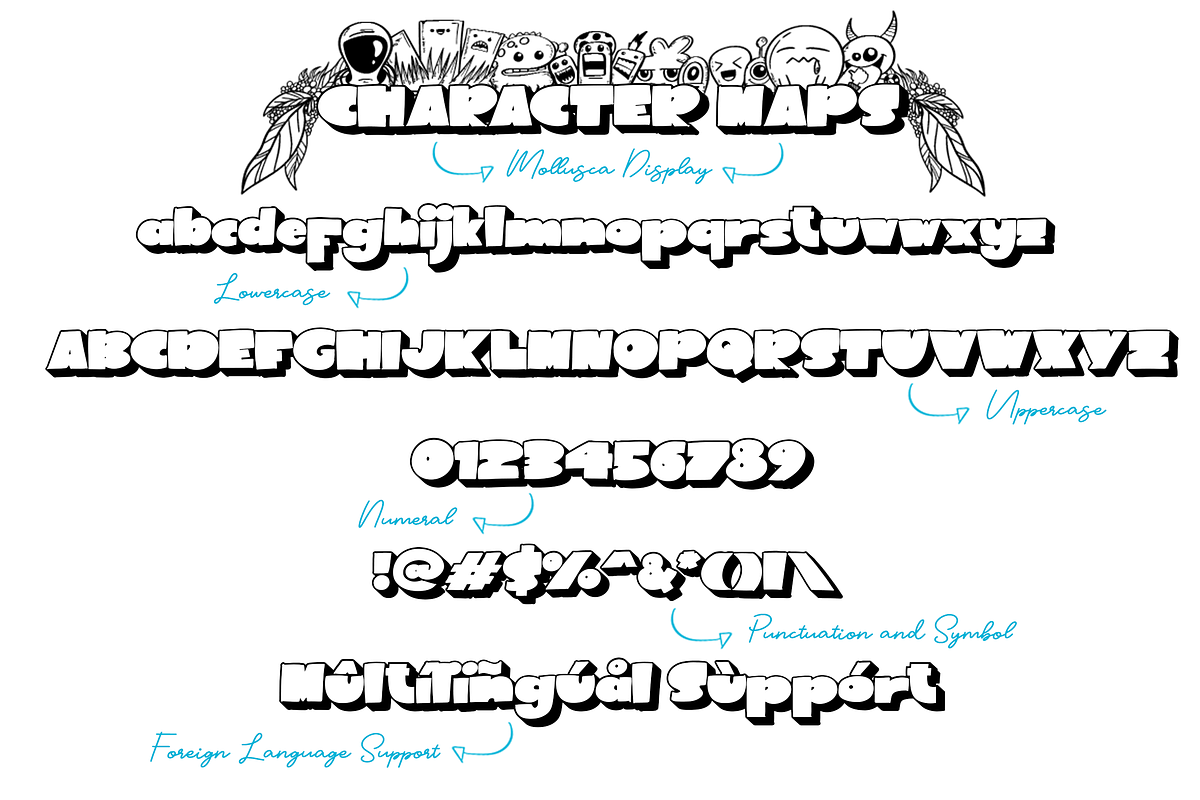 Mollusca Font Trio | Dingbats Doodle, a Script Font by Ardana Creative (Photo 8 of 15)