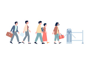 People queue at checkpoint. Men, a Person Illustration by LadadikArt