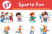 27 Sports Fun watercolor JPG white b, a Sport Illustration by John_Walker (Thumbnail 3 of 3)