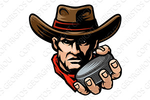 Cowboy Ice Hockey Puck Sports Team