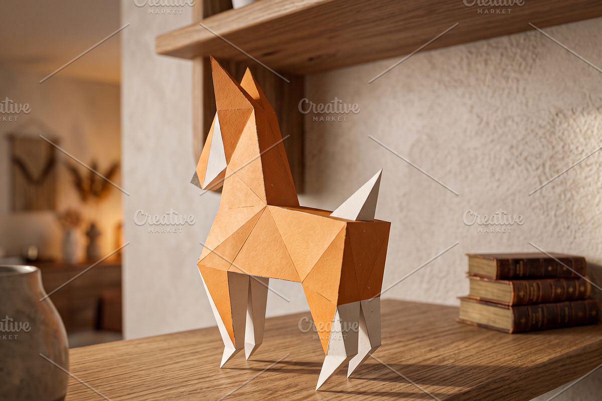 Lowpoly dog - 3d papercraft, a Card Template by PAPER amaze (Photo 3 of 3)