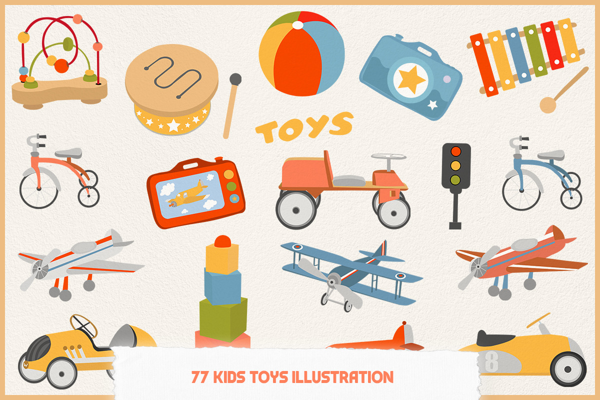 Vintage Toys Clipart & Patterns, an Illustration by JT_Design_Art (Photo 4 of 10)