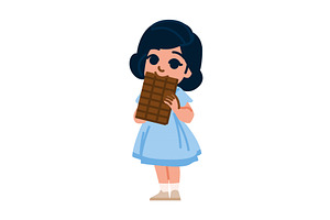 Little girl enjoying eating big, a Food Illustration by pikepicture