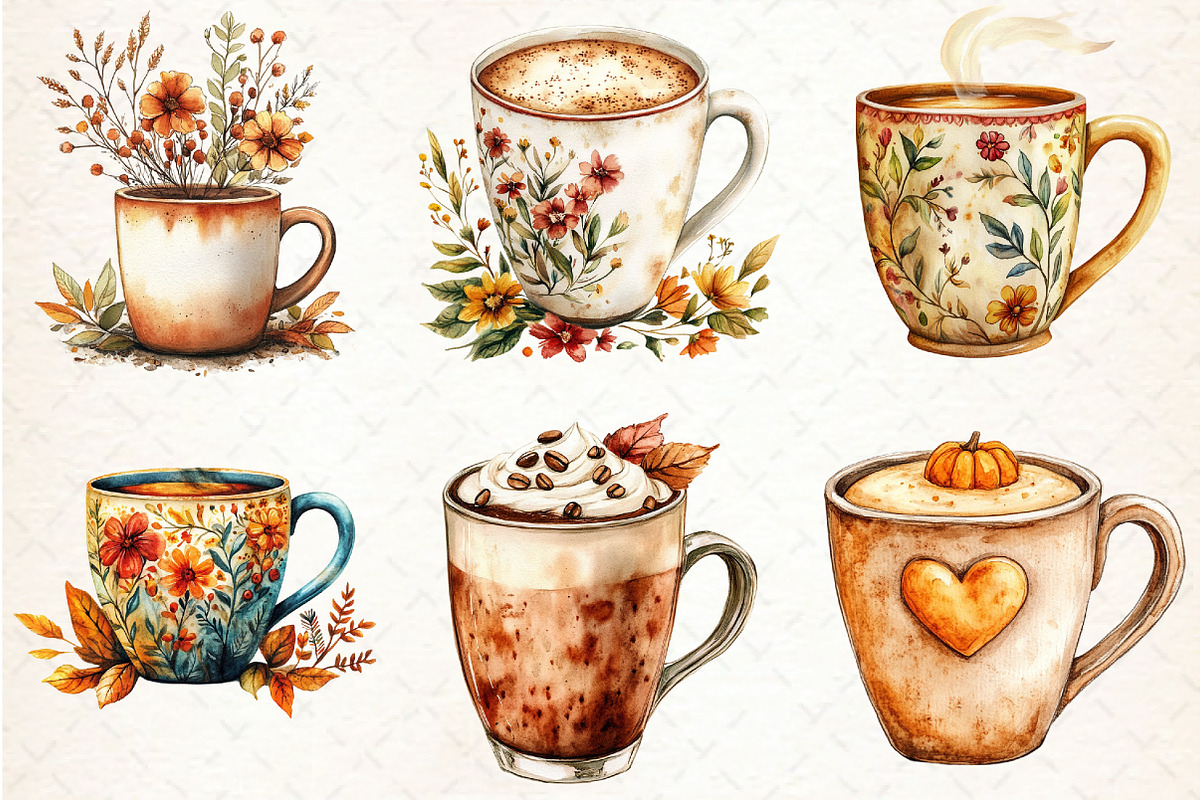 Fall Coffee Sublimation Bundle PNG, an Illustration by Libby Wishes (Photo 3 of 6)